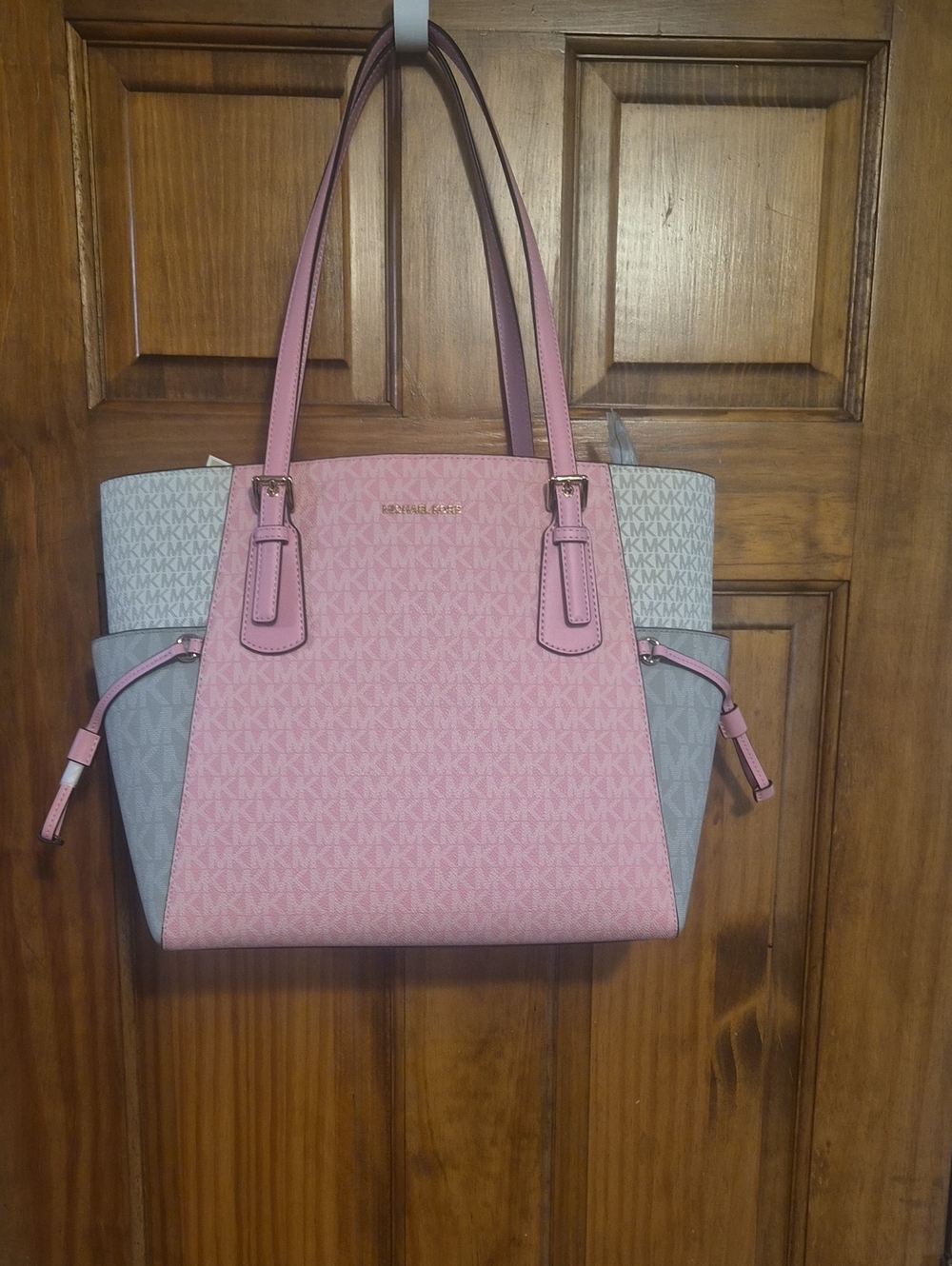 Michael Kors Pink and Light Gray Signature Tote